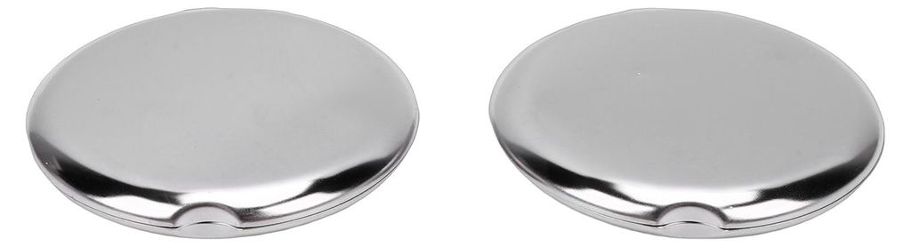 2 Stück doppelseitige, tragbare, faltbare und bruchsichere Kosmetikspiegel aus Edelstahl für Handtasche und Hosentasche, rund, 6,6 cm (2,6 Zoll)