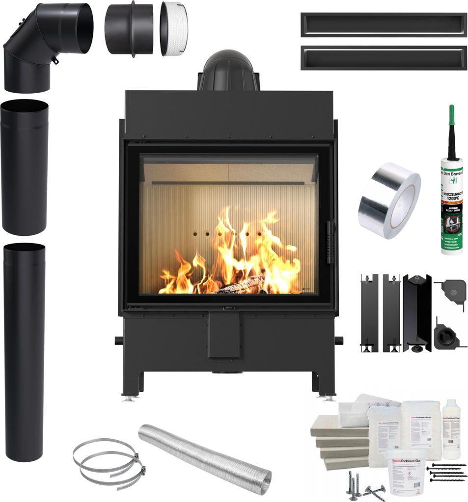 KRATKI LUCY 15kW Ø200 Kamineinsatz Ecodesign mit Einbausatz