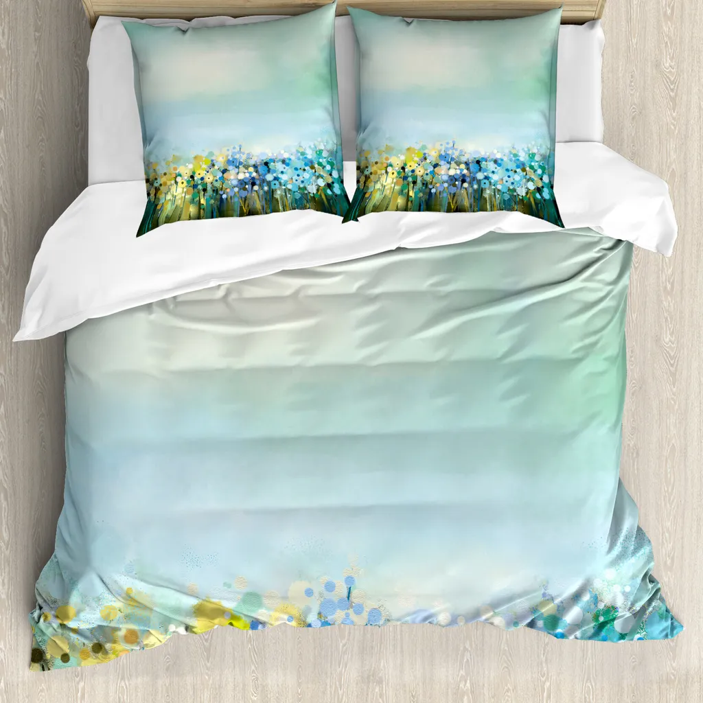 Set Letto ABAKUHAUS Blume Azzurro - Stile Acquerello per Interni Chic