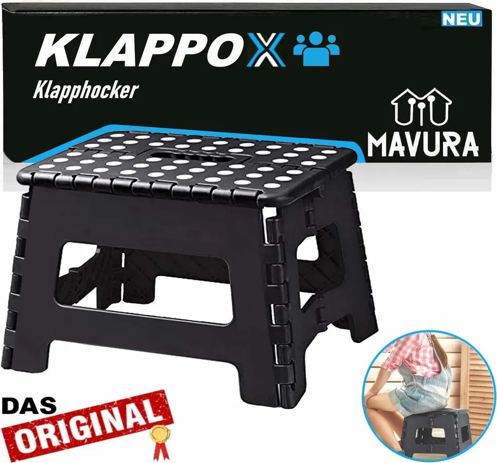 KLAPPOX Sgabello da Campeggio e Step - Portatile e Resistente 75kg