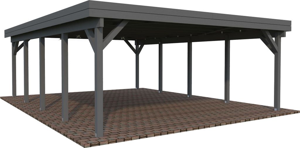 Palmako Carport Karl 40,6 m² dunkelgrau lackiert Holzcarport