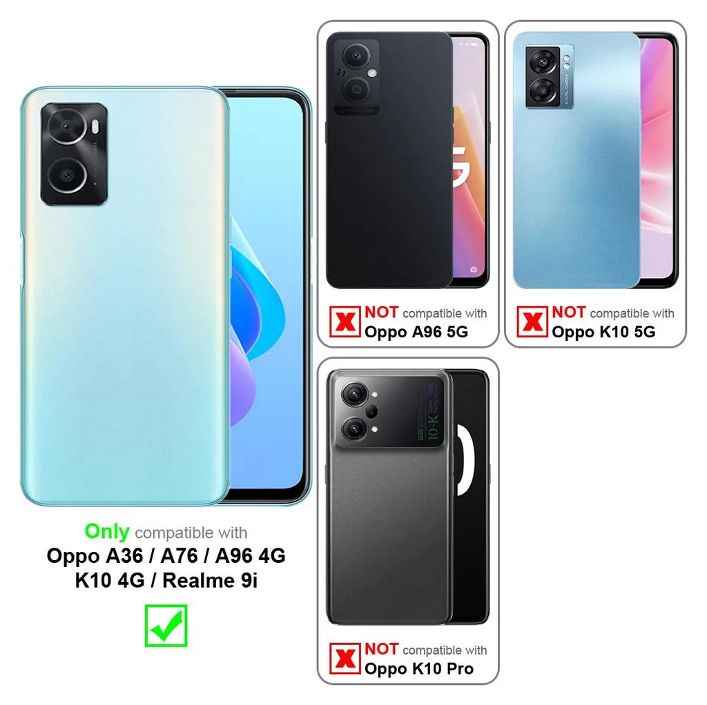 Cadorabo custodia per cellulare per Oppo A36 / A76 / A96 4G / K10 4G / Realme 9i custodia protettiva in nero Cover Etui Book Case - 2