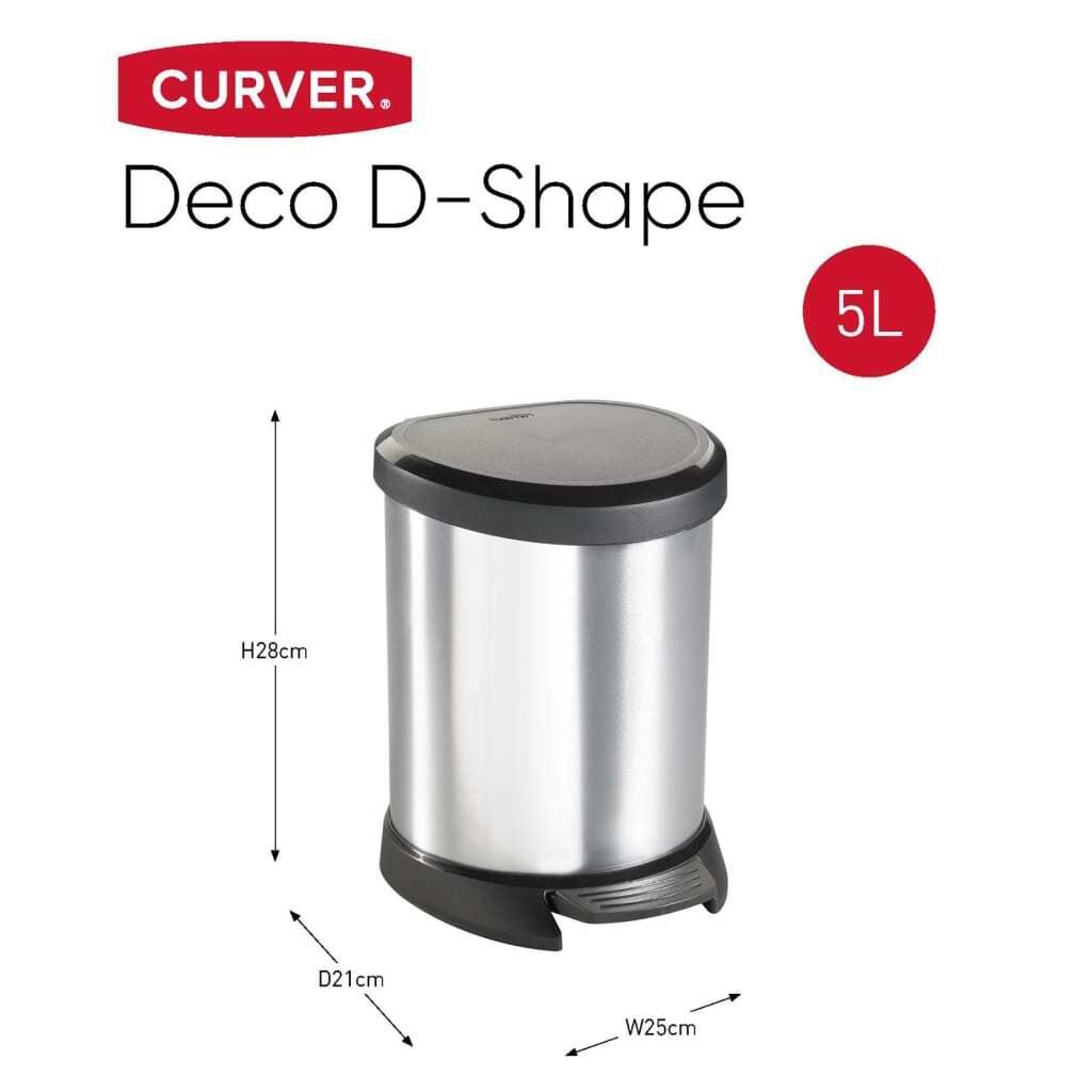 Curver Tretmülleimer Deco Oval 5L Silbern Produktbild 