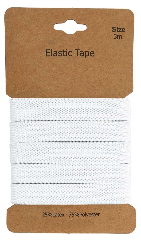 Gummiband 3m x 10mm Gummilitze elastisches Band Gummi Wäscheband weiß