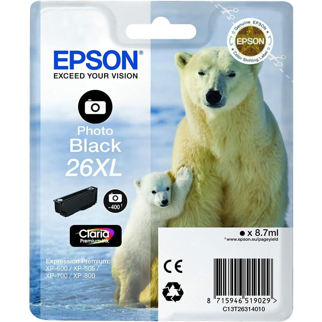 Patrone Epson 26 photo black XL T2631