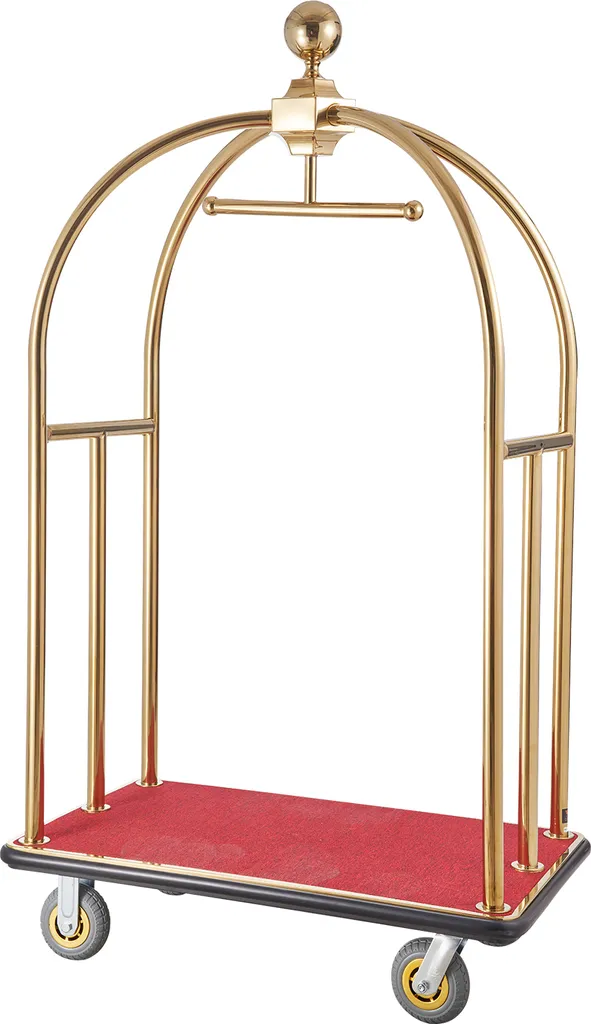 Chariot hôtel robuste 500 kg en acier inoxydable et moquette rouge