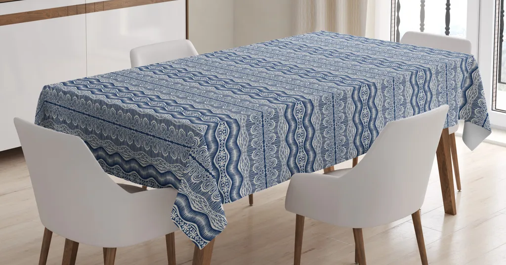 Tovaglia ABAKUHAUS Stammes 140x200 Azzurra - Stile Chevron Moderno