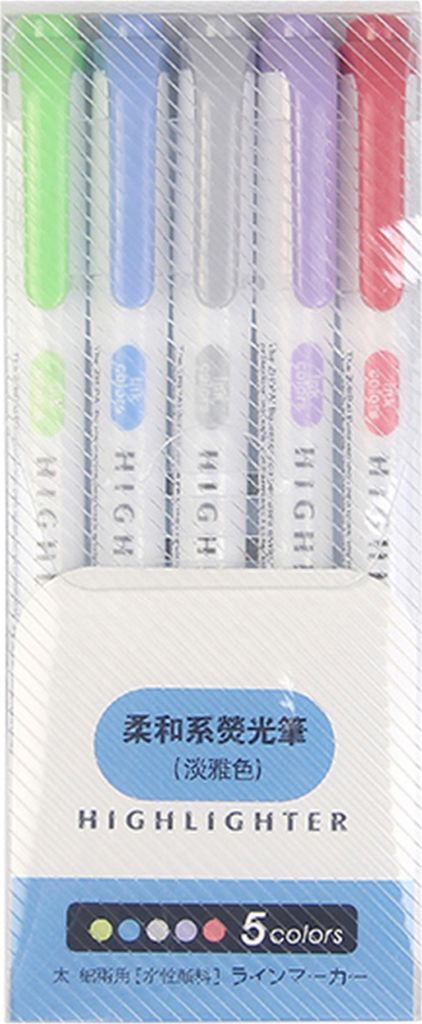 5pcs Fluoreszenzmarker Stift Doppelkopf hellfarbene Uniforminten-Tintenausgangsschüler tragbare 5-Farben-Highlighter-Stift-Set täglich Gebrauch-A