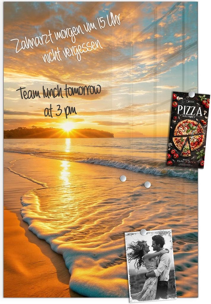 Magnettafel 40x60cm Pinnwand Whiteboard beschreibbar - Sonnenuntergang Strand