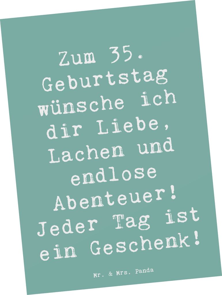 Mr. & Mrs. Panda Postkarte Spruch 35. Geburtstag - Produktbild 