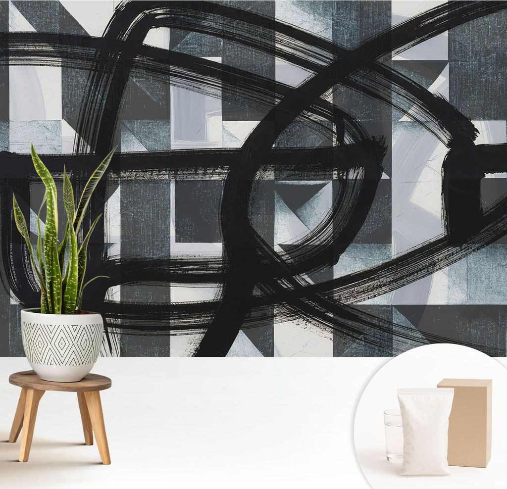 Fototapete - 208x146 cm - Tapete - Wandtapete - Wandbilder - Dekofolie - Tapete Folie - Wand - Dekoration - Wohnzimmer - Ausdrucksstarke Geometrie