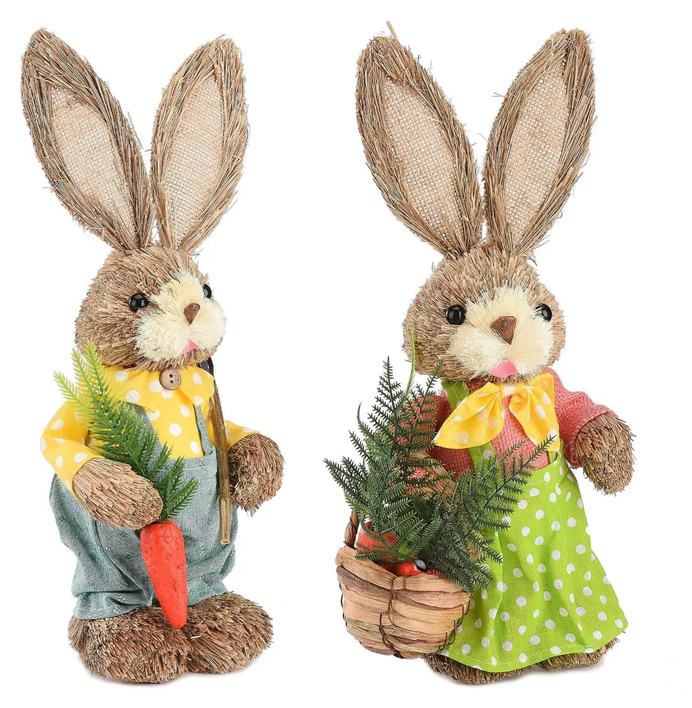 Lapins de Pâques 35cm : décoration durable et incassable en mousse x2
