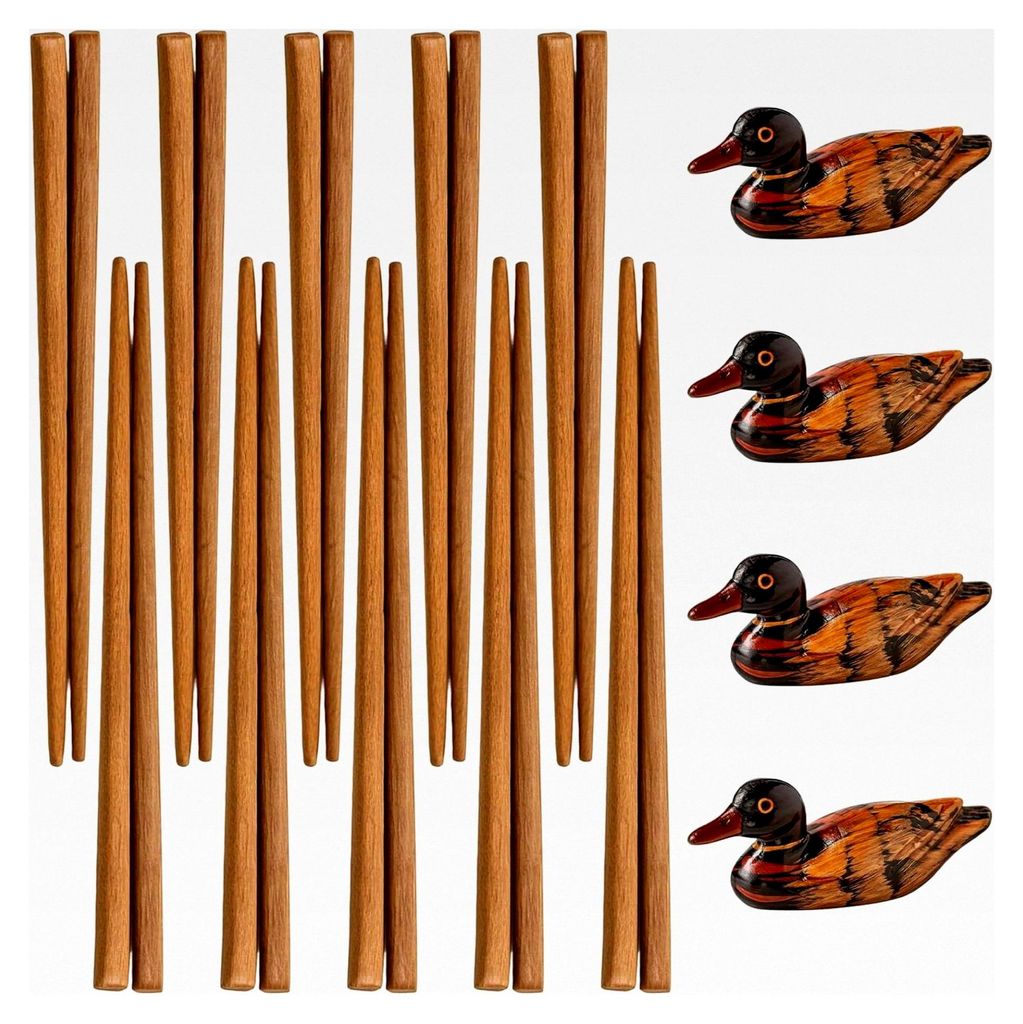 Essstäbchen, 10 Paar Eisenholz-Stäbchen mit rutschfesten Sushi-Stäbchen und 4 Resin-Ständern, geeignet für Sushi, asiatische Gerichte und Fami...