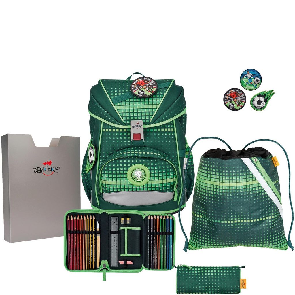DerDieDas Schulrucksack Set 5-TLG. Ergoflex Soccer Green 2023