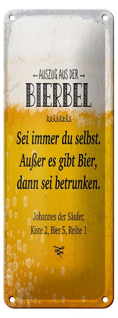 Blechschild Auszug aus der Bierbel, 27 x 10 cm, Blechschilder Spruch Alkohol