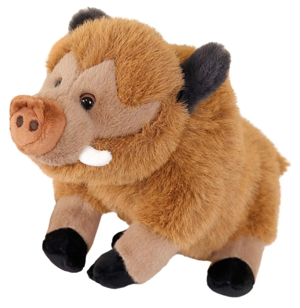 Mascotte Sanglier Huggable 25cm en peluche marron ultra douce