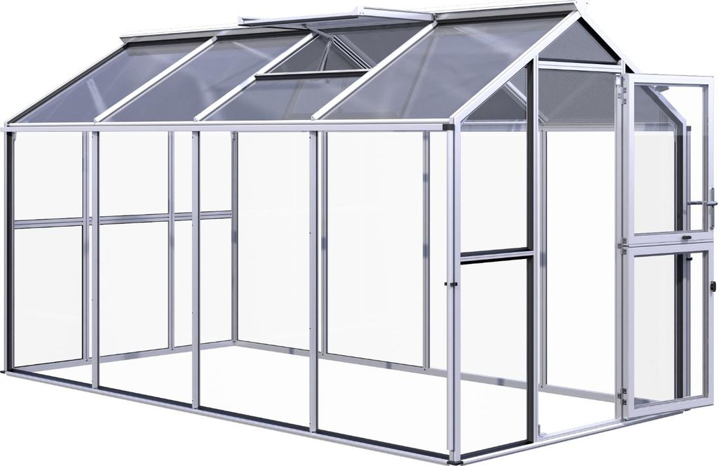 KGT Gewächshaus "Galant IV" pressblank 8,8 m² 4 mm ESG, 10 mm HKP