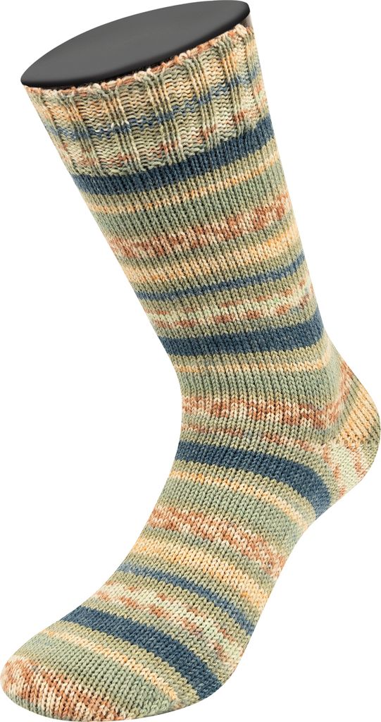 Lana Grossa - Meilenweit 100g Piccata 4803 sandbeige orange zimt dunkelgrau ecru pastellgrün