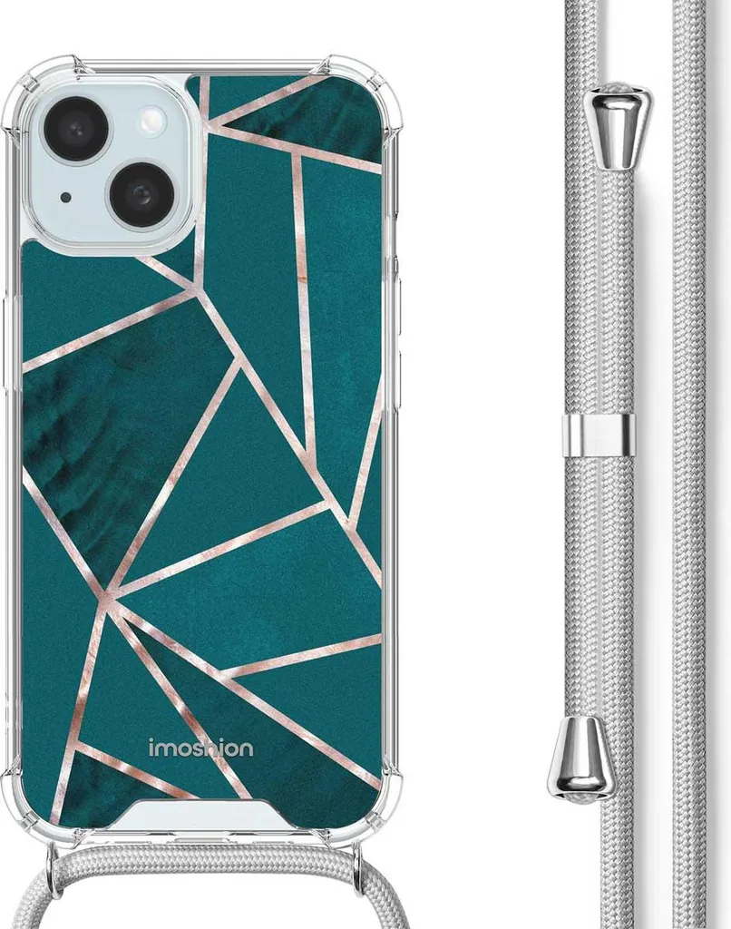 Cover iMoshion Design iPhone 15 Verde Petrolio con Laccetto Moda