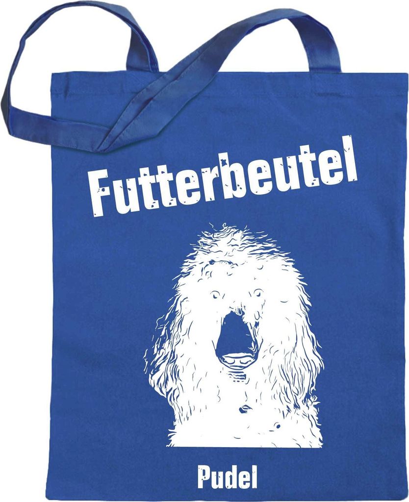 Kiwistar Futterbeutel - Pudel - Einkaufsbeutel mit Motiv Hund - Jutebeutel bedruckt - Tragetasche Stoffbeutel Umhängetasche Langer Henkel - Beutel...