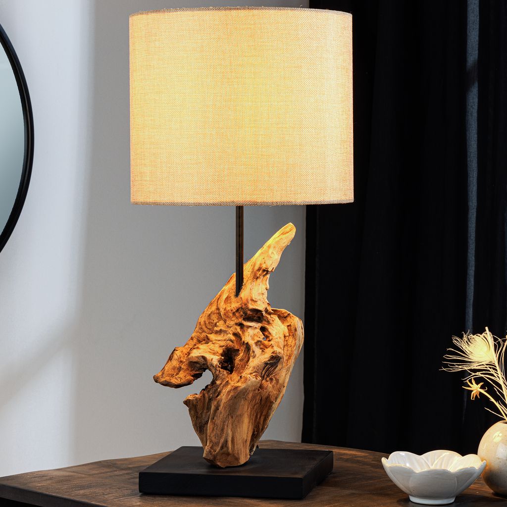 riess-ambiente Treibholz Tischlampe HYPNOTIC 60cm natur Leinen Lampe Tischleuchte Leuchte