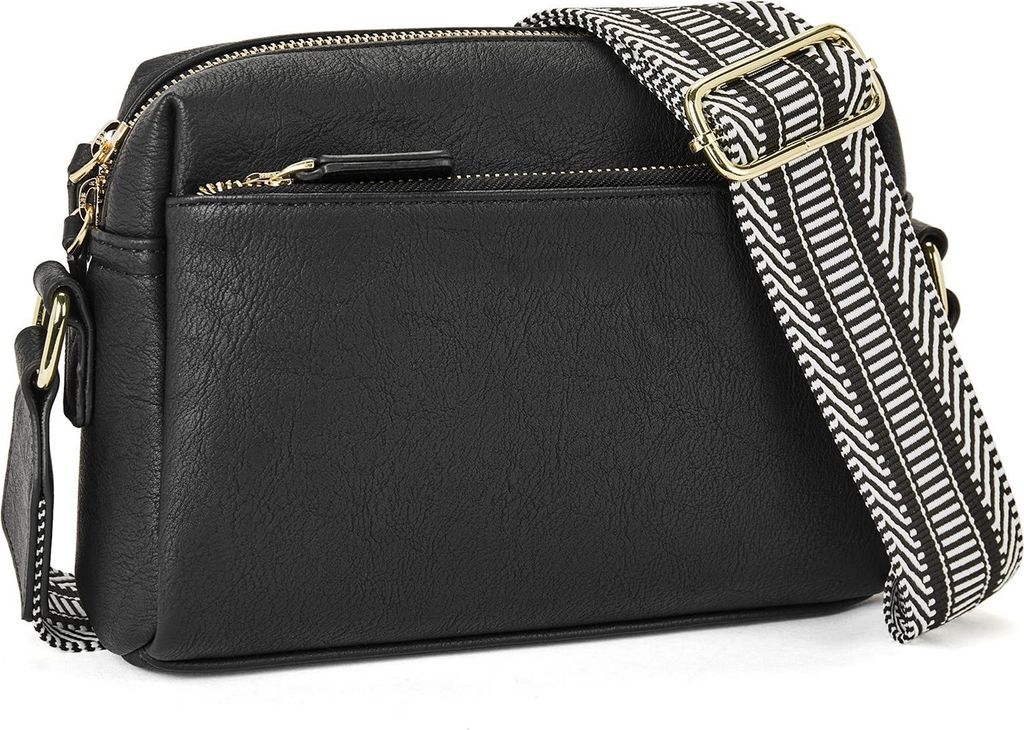 MODFU Umhängetasche Damen Kleine, Crossbody Bag Damen Leder mit Breitem Gurt Moderne Kleine Umhängetasche mit Kartenschlitz Abnehmbar Schultergur...