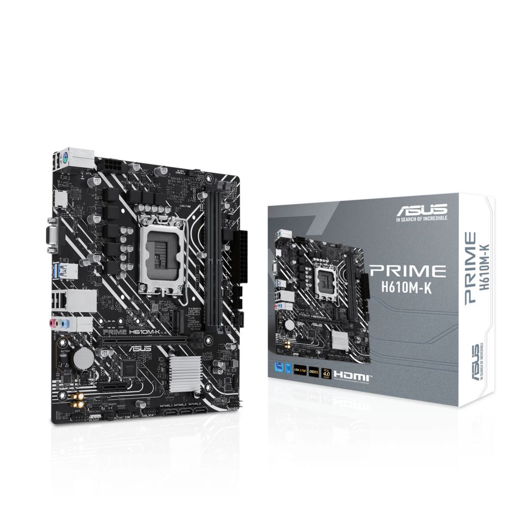 ASUS PRIME H610M-K - Motherboard - micro ATX - LGA1700-Sockel - H610 Chipsatz - USB 3.2 Gen 1 - Gigabit LAN - Onboard-Grafik (CPU erforderlich)