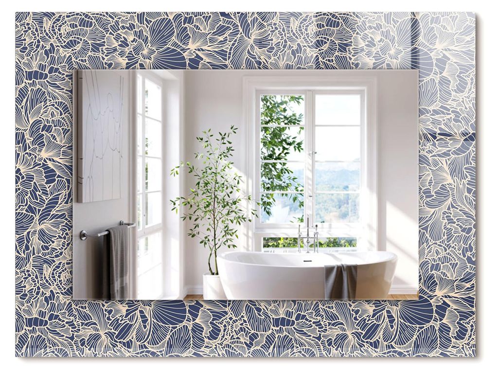 Florales Stoffmuster – Rechteckiger Spiegel mit Druck 80x60 cm – Modern - Dekorativ für die Wand