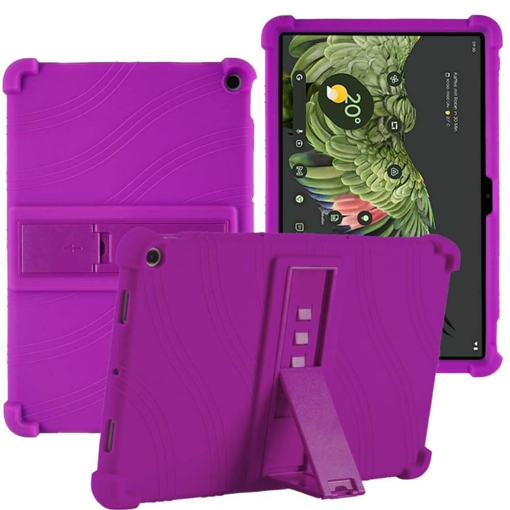 Tablet Hülle für Google Pixel Tablet 10,95", Stoßfeste Weiches Silikon Schutzhülle mit Standfunktion Lila