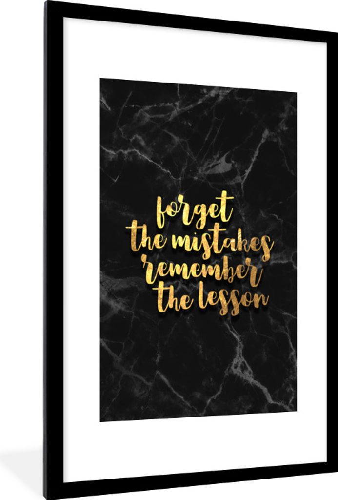 MuchoWow® Gerahmtes Poster Zitat - Leben - Gold - Marmor Produktbild 