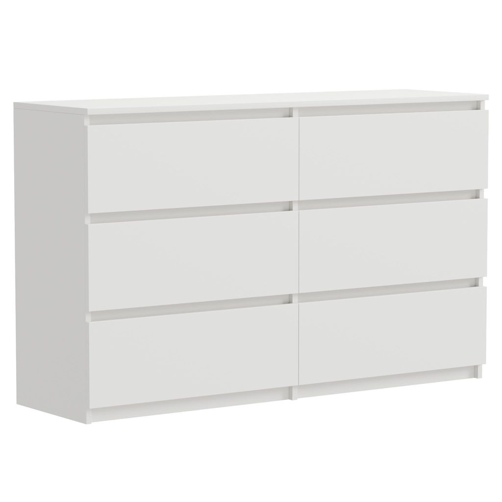 Kommode Schubladenkommode Weiß 100 cm mit 6 Schubladen Produktbild 