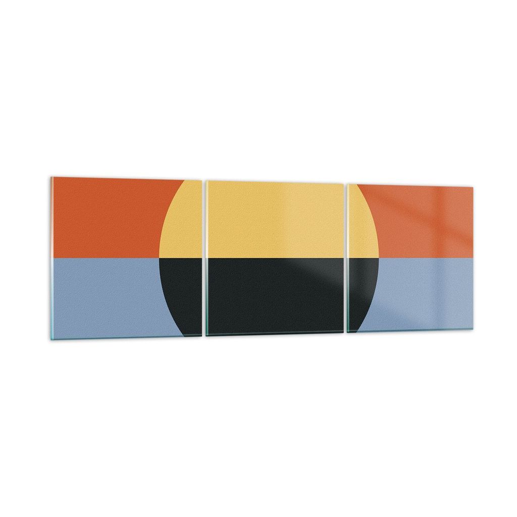 Bilder auf glas - 3 Teile - Abstraktion Halbkreis Kontrast - 90x30cm - Glasbilder - Wandbilder - Bilder - Wanddekoration aus Glas - Glas Bilder - W...