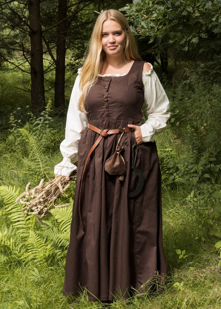 Ärmelloses Mittelalterkleid, Trägerkleid Lene, braun : M Produktbild 