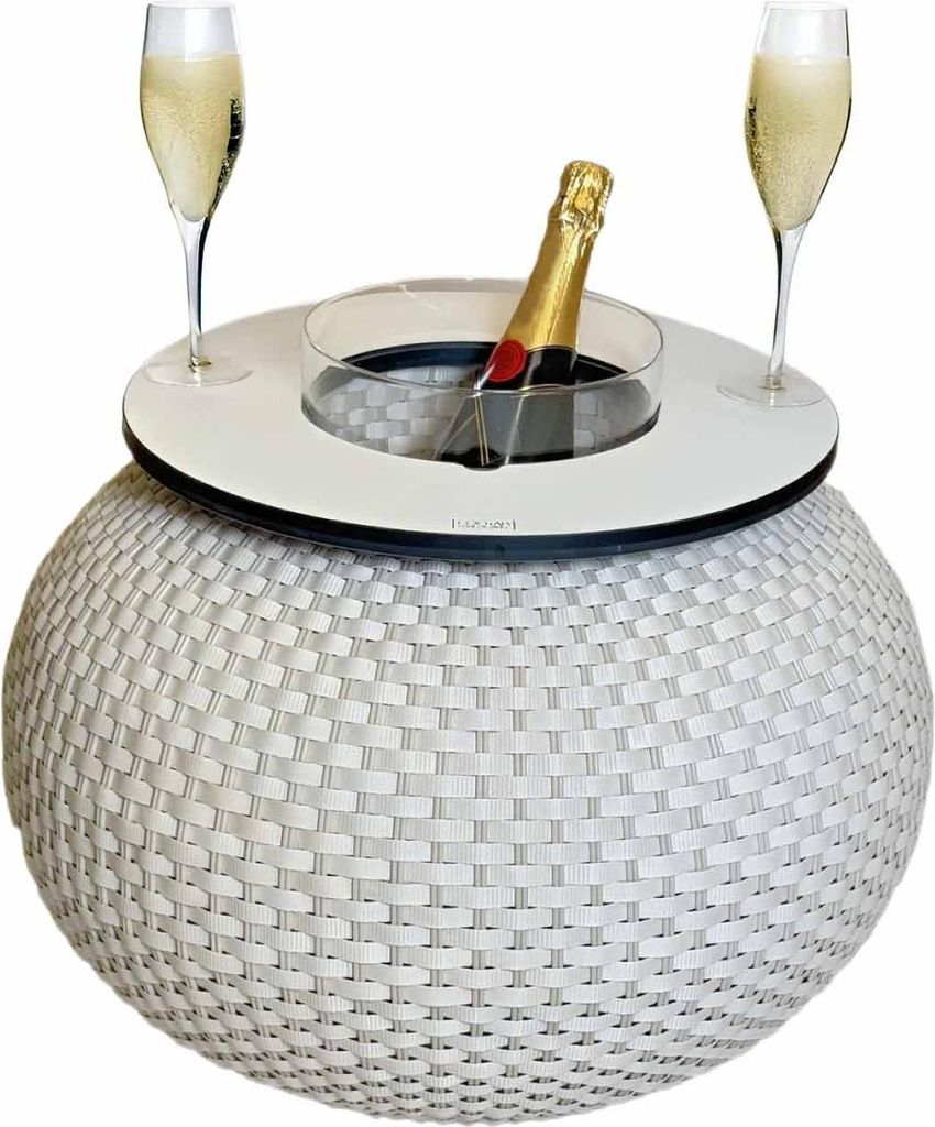 COOTAB Cooler Table MILANO 3-in-1 Loungetisch mit Acryl-Kühler - Champagner