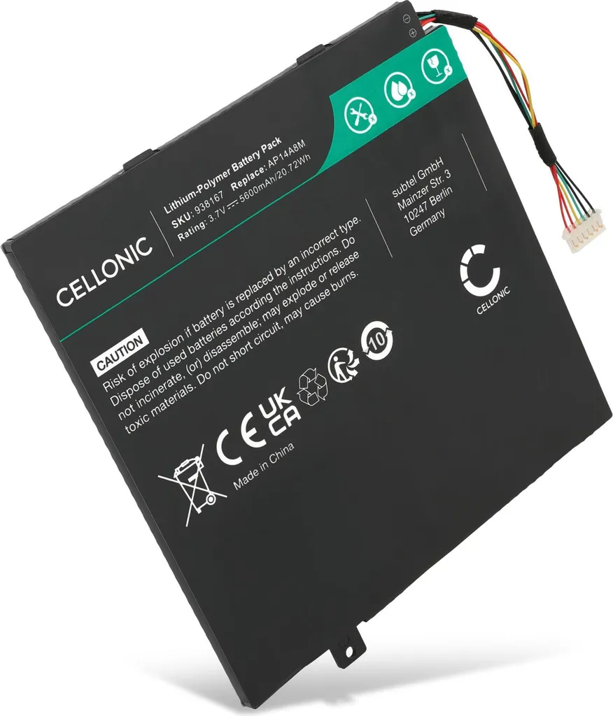 CELLONIC Batteria compatibile con Acer Aspire Switch 10, Aspire Switch 10E, Switch 11V, Iconia Tab 10, AP14A8M, AP14A4M 5600mAh 3.7V