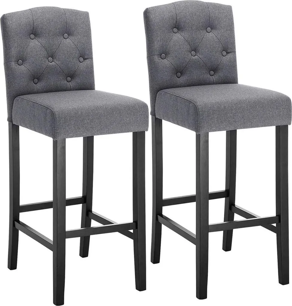 Chaise de bar pour îlot de cuisine Norino - Set de 2 Tabourets en Lin