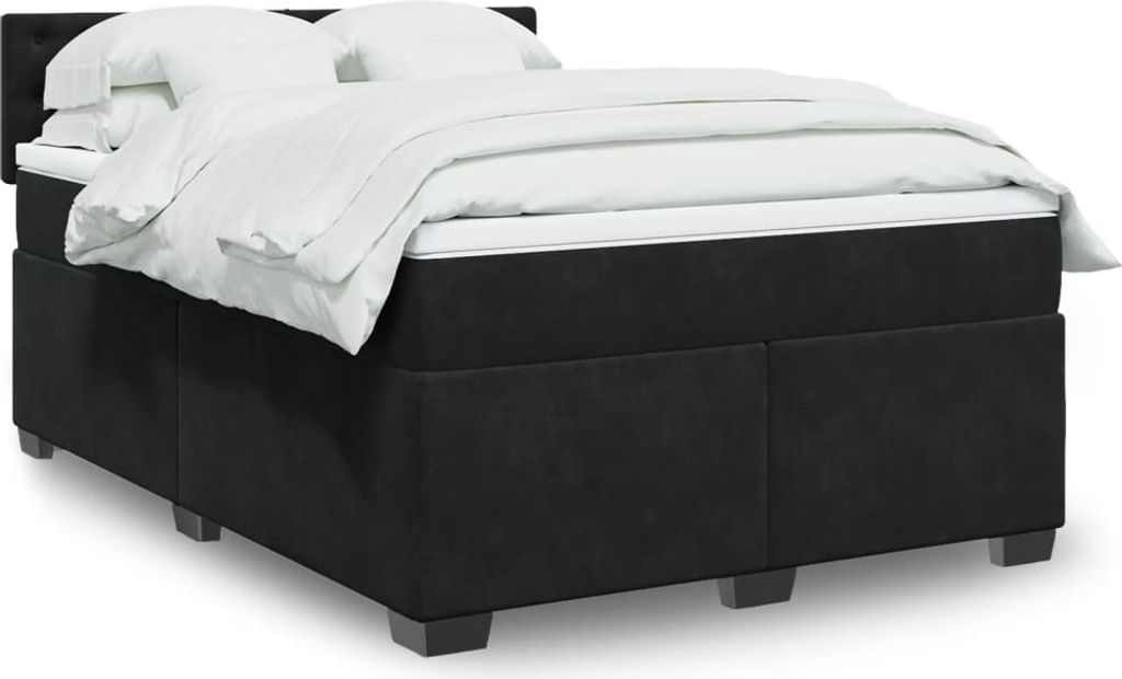 "2026 Promotion" Boxspringbett mit Matratze - Schwarz - 160x200 cm - Samt - Polsterbett CC14576