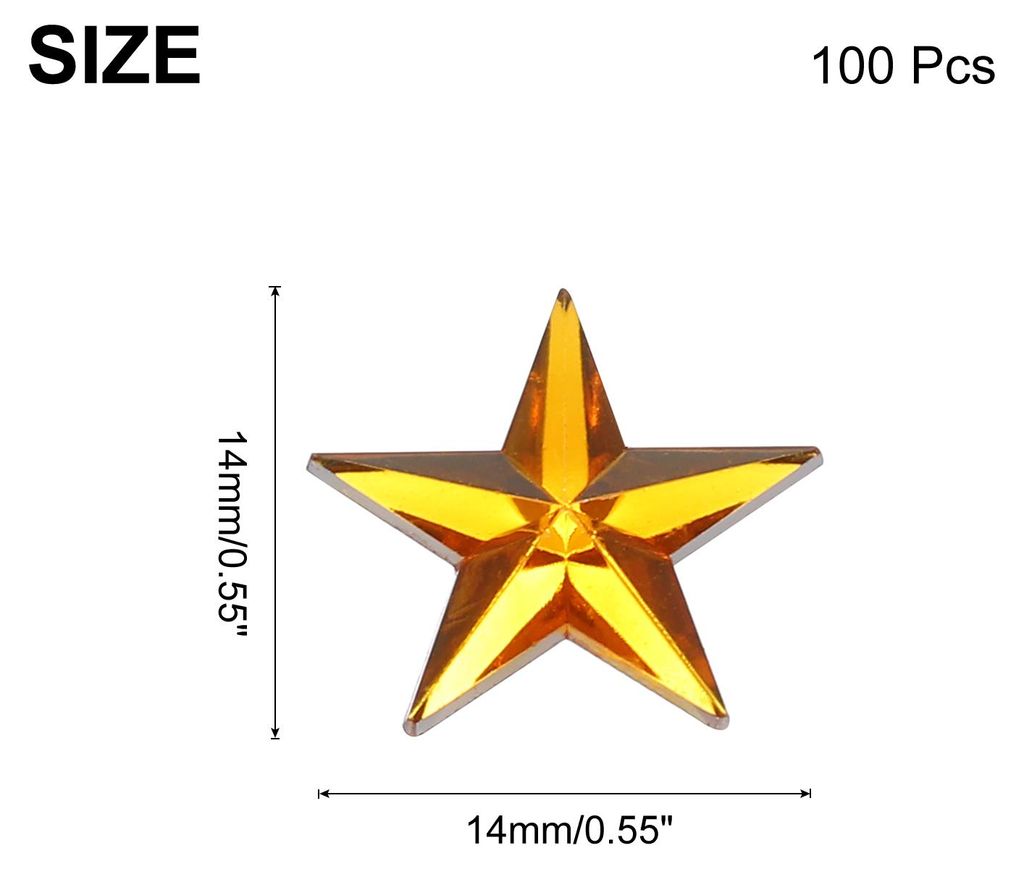 100 Stš¹ck Stern-Strasssteine Goldgelb, 14x14mm, Glitzersteine zum Basteln und Rhinestones, fš¹r DIY Basteln, Perlen, Hochzeit Party, Kostš¹m...