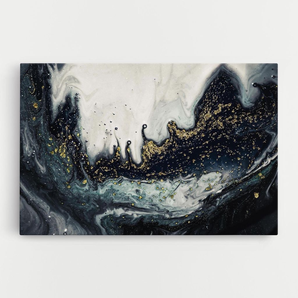 ARTHUB Leinwandbild 80x120 cm, Abstract Black | Wohnzimmerdekoration, Hängende Bilder, Wanddekoration, Heimdekoration, Abstrakte, Marmor