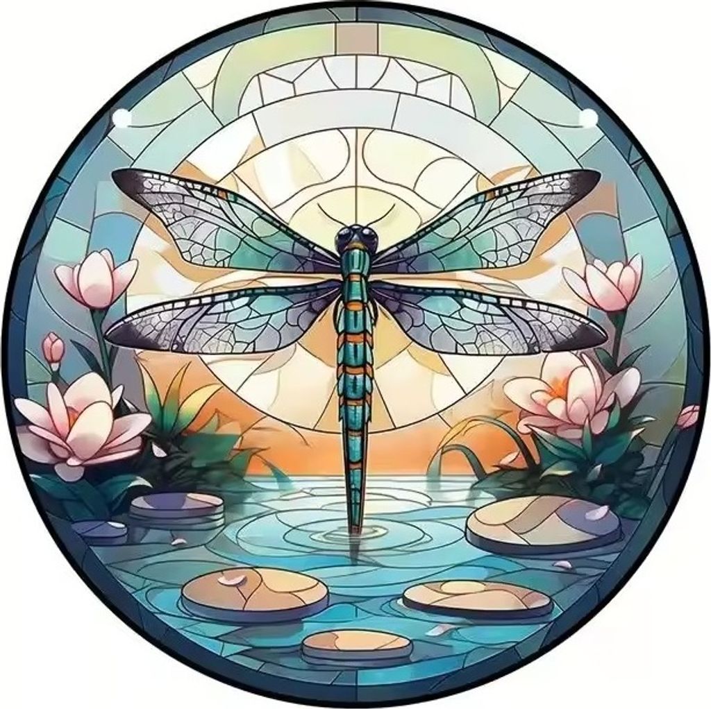 Sonnenfänger Dragonfly/Typ3 aus Buntglas KP31449