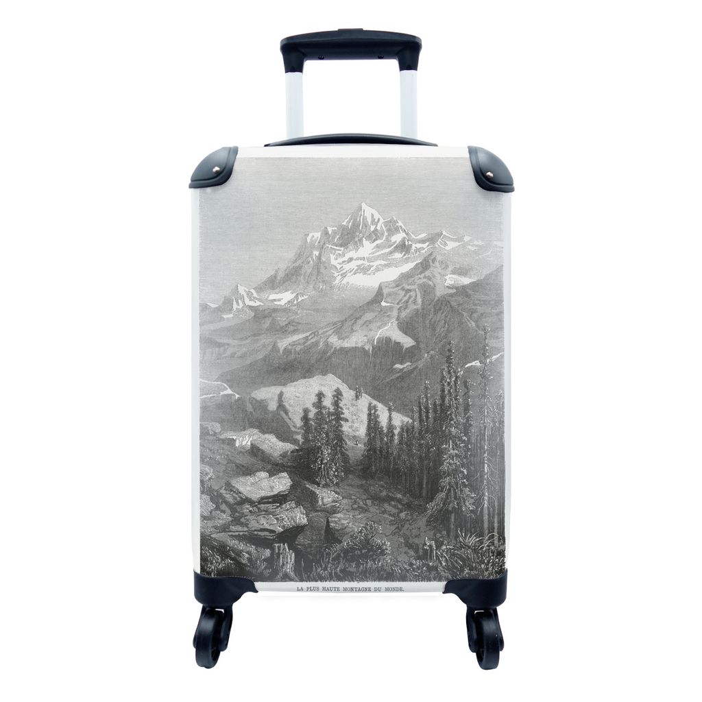 MuchoWow Koffer Handgepäck Trolley Rollkoffer Kleine Reisekoffer mit 4 Rollen - Eine antike Illustration des Mount Everest aus dem Jahr 1877 - C...