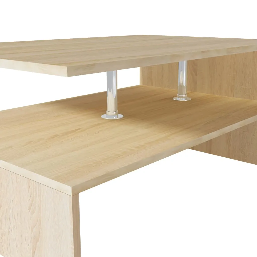 Table de salon rectangulaire aspect chêne 90 cm en bois composite chic