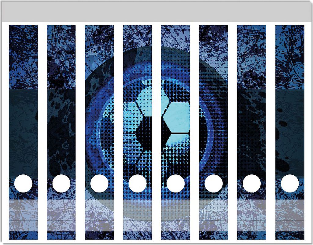 Wallario Ordnerrücken Sticker, selbstklebend für schmale Ordner, 8 Stück, Motiv Fußball Design - Abstraktes Muster in blau