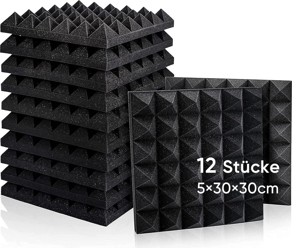 Akustische Schaumplatten Schallabsorption Pyramid 12er Pack Set Studio Wedge Platten Behandlung 2" X 12" X 12" Schaumstoff