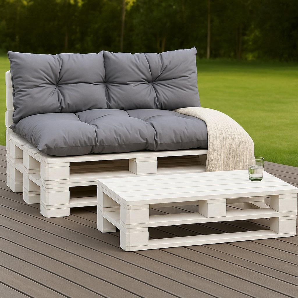 Palettenkissen Set Grau – Sitzkissen 120×50 cm &