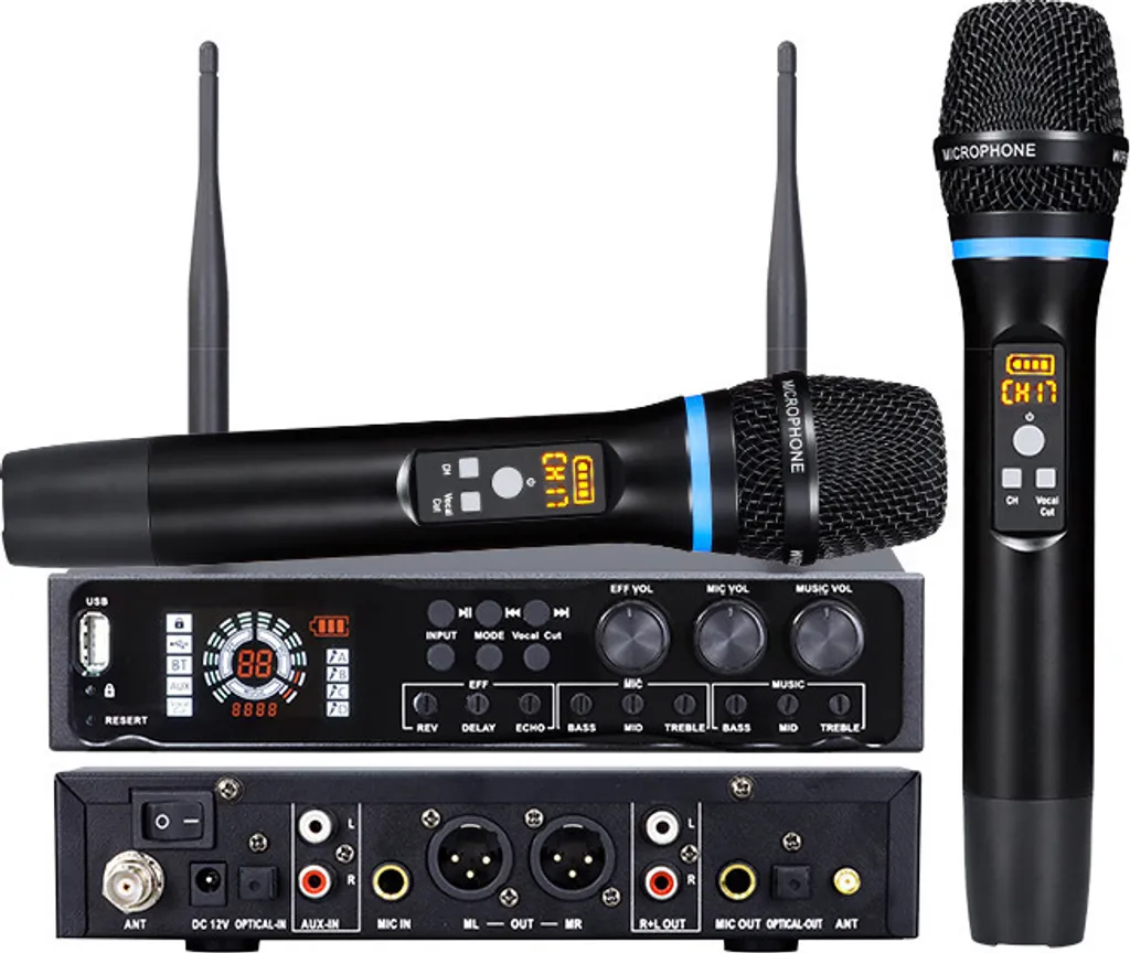 INF Système Microphone Sans Fil Tout-en-un Bluetooth Noir - Kit Audio