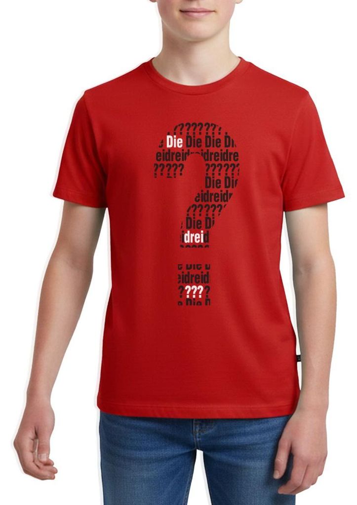 Spreadshirt Die Drei Fragezeichen Kids Logo Schwarz Weiß Teenager Premium T-Shirt, 146/152 (10 Jahre), Rot