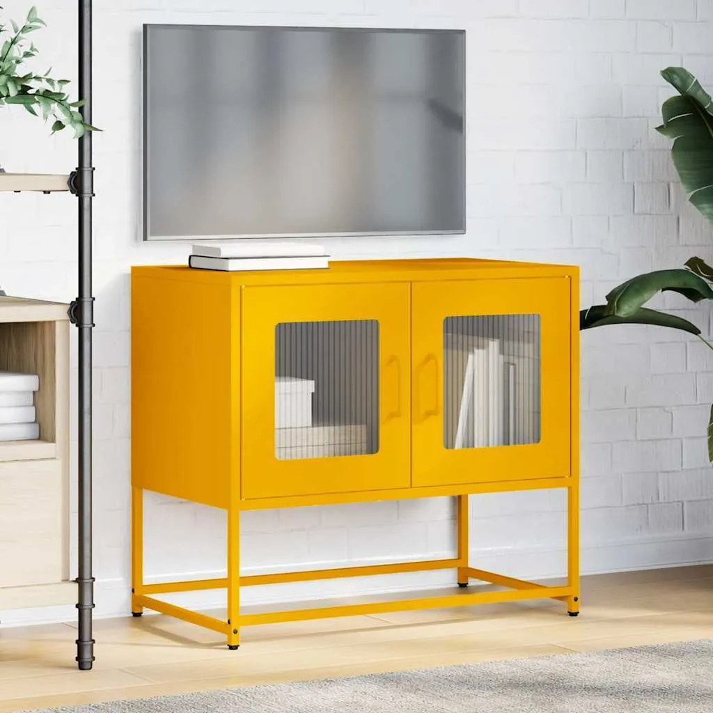 vidaXL Mobile TV giallo senape 68x39x60,5 cm Acciaio laminato a freddo - 3