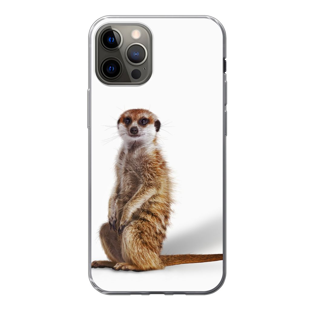 MuchoWow Handyhülle Schutzhülle Hülle für iPhone 12 Pro Erdmännchen - Tiere - Fell Silikon Softcase Handy Hülle - Abdeckung