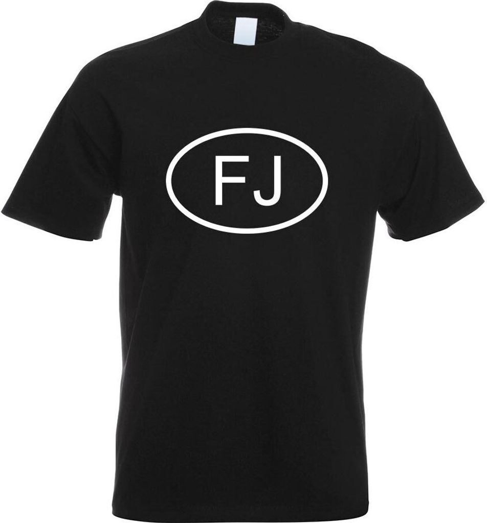 Kiwistar - T-Shirt - schwarz - Fidschi FJ Motiv Bedruckt Funshirt Design Print - mit Motiv Bedruckt - Funshirt Design - Sport - Freizeit - Herren -...